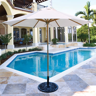 GalTech 9' Round Teak Umbrella